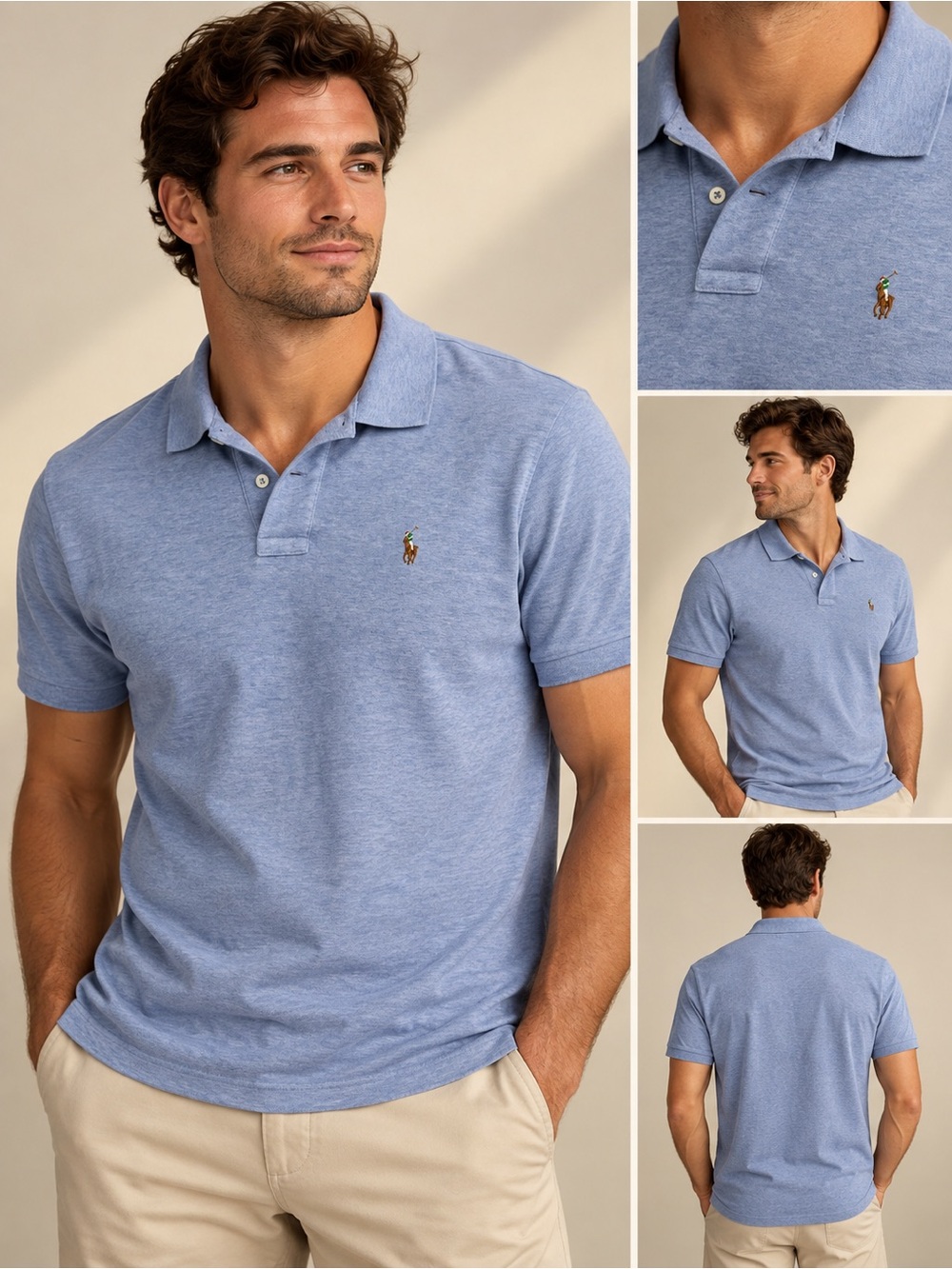 Polo Ralph Lauren Men’s Large Pima Soft Touch Polo Shirt Light Blue Pony Logo